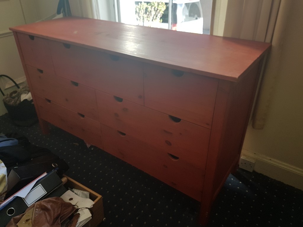 Ikea 7 Drawer Pine Chest Of Drawers Red Stain In Broughty Ferry