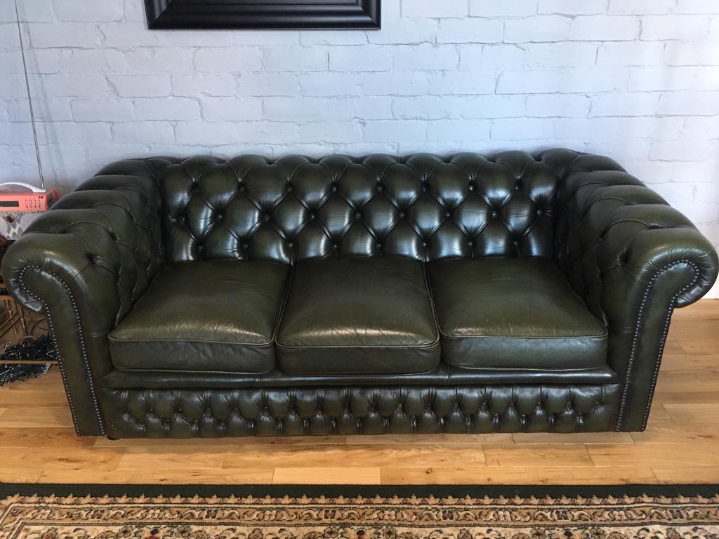 Chesterfield 3 seater sofa bottle green in Merthyr Tydfil Gumtree