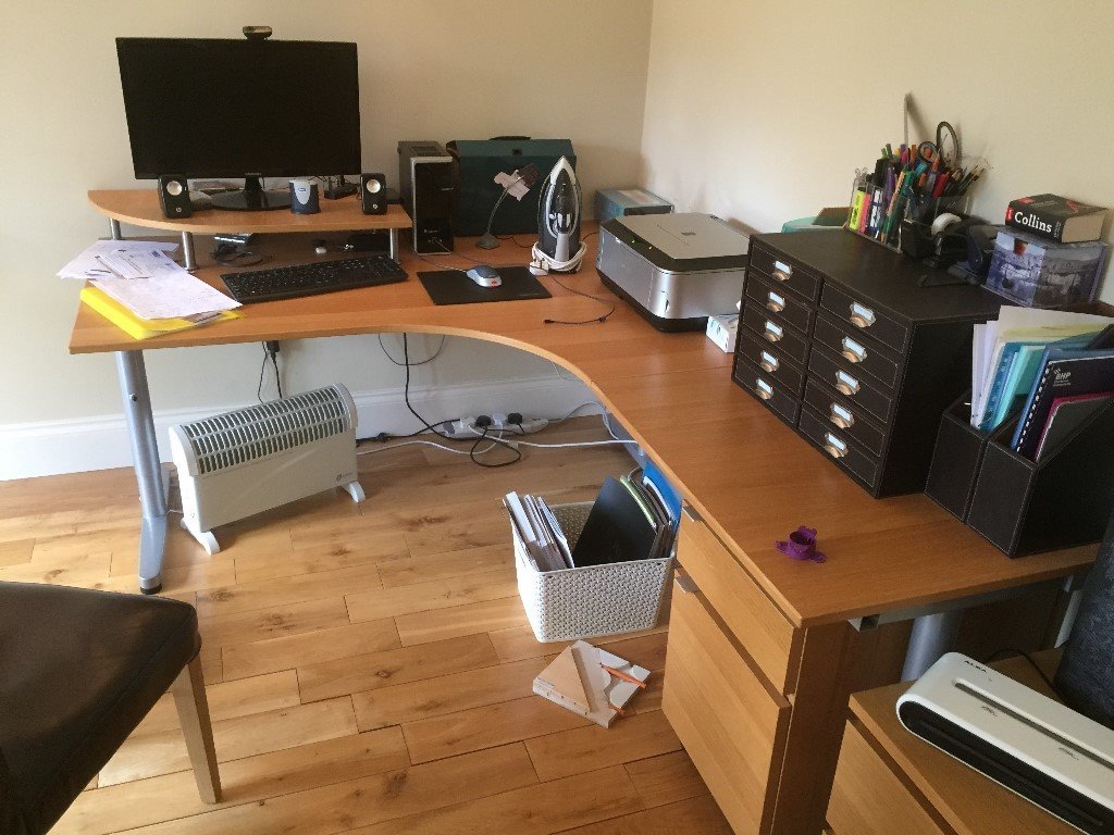 Oak IKEA Galant Desk with add on unit for desk extension excellent