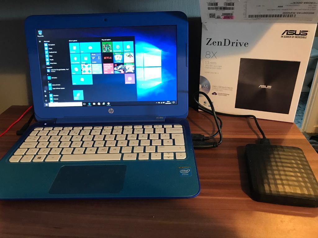 HP stream 11 windows 10 with external hard drive and DVD ...