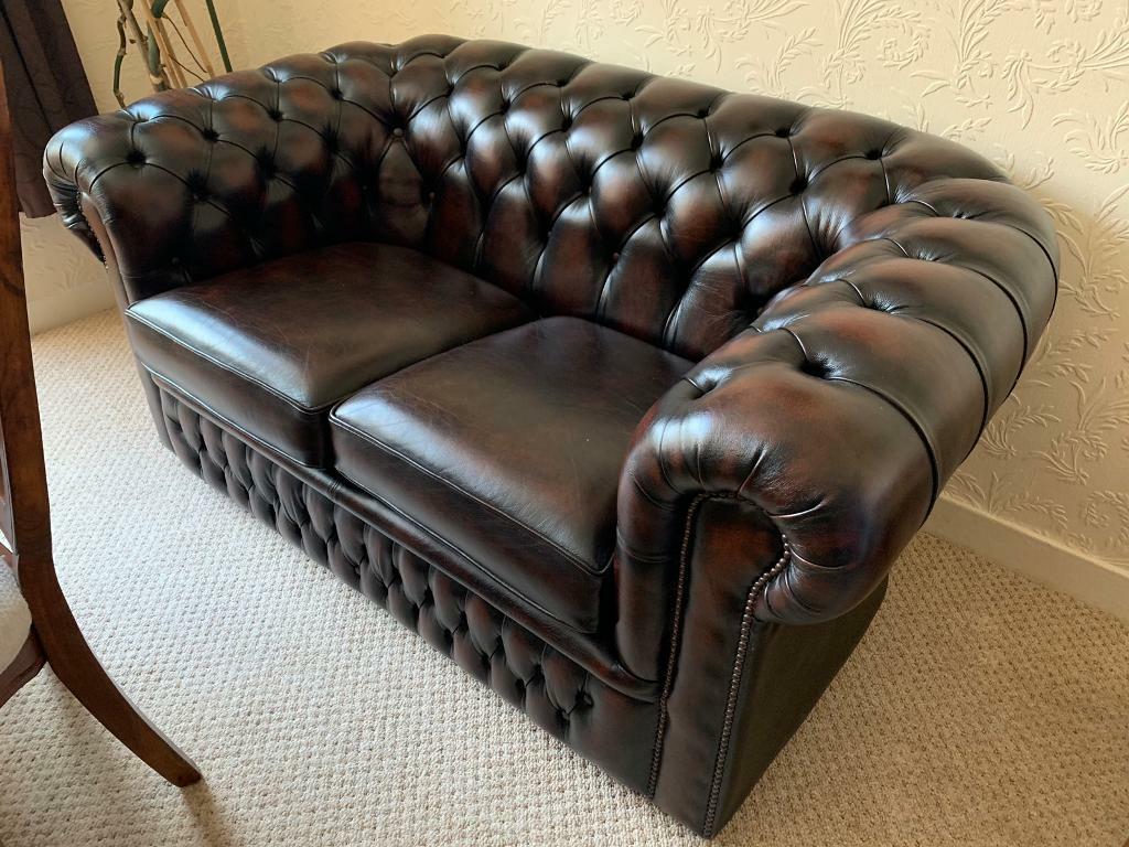 Real Leather Original 2 Seater Chesterfield Sofa in Stockport