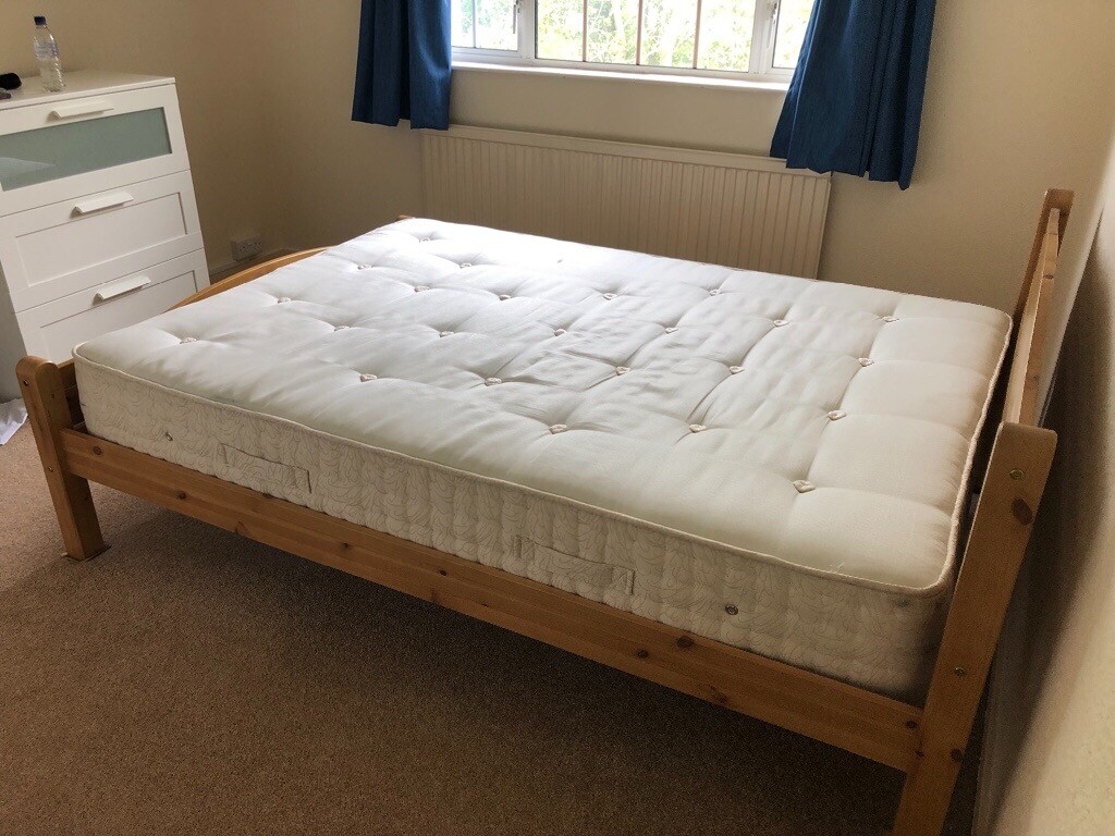double orthopaedic mattress with wooden bed frame in Southgate