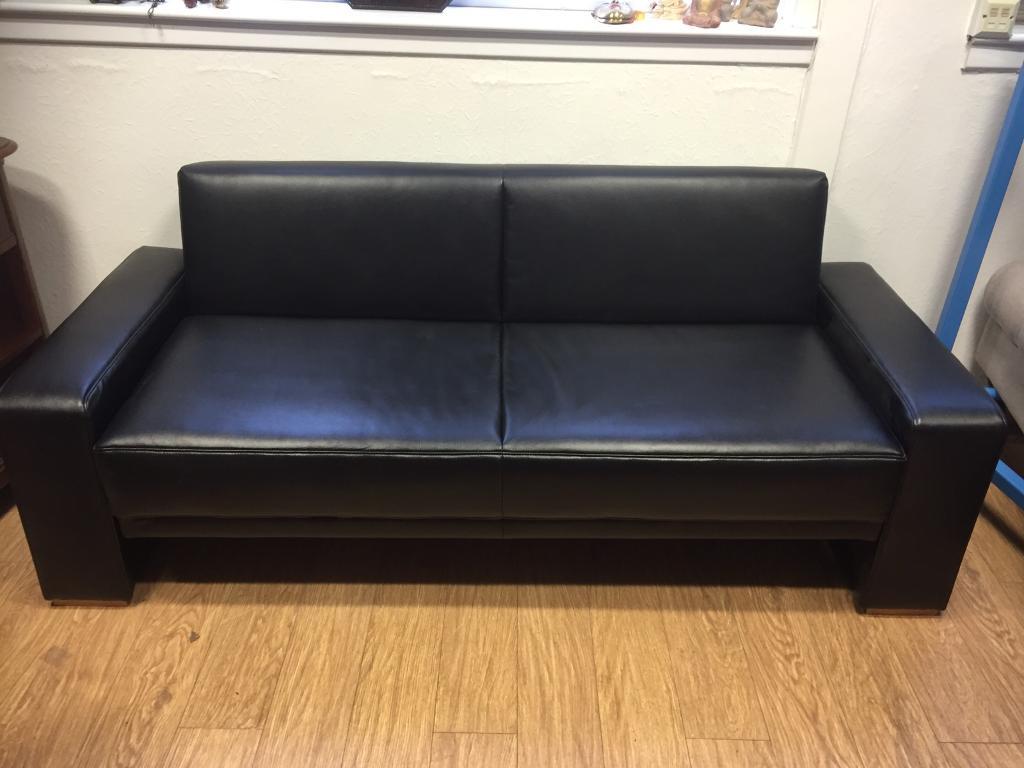 Black leather 2 seater sofa bed in Kirkintilloch, Glasgow Gumtree
