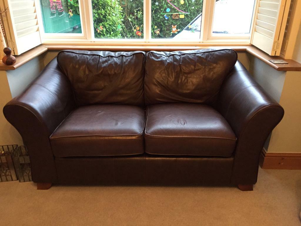M&S Abbey small sofa in dark brown leather in Westbury On Trym
