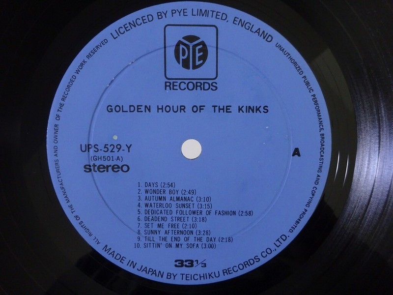 The Kinks Golden Hour Of The Kinks Pye Records UPS-529-Y