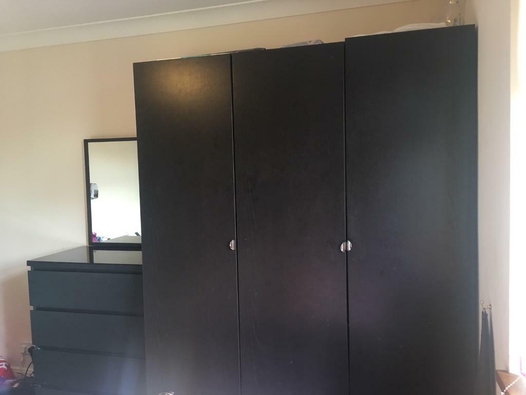Urgent Sale Ikea Chocolate Brown 3 Door Wardrobe Vgc 150