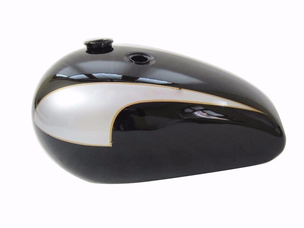 Fits Triumph T140 Silver and Black Painted Oil in Frame Fuel Tank Aluminum