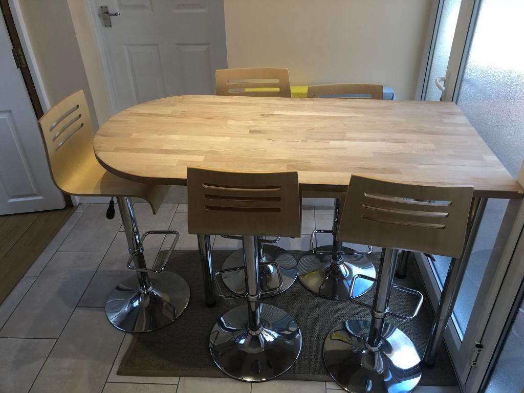 Breakfast Bar Table with 5 chairs | in Loughborough, Leicestershire