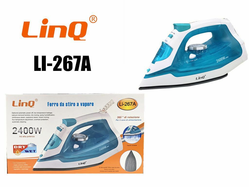 Ferro da Stiro a Vapore Steam Iron 2400W 200ml Linq Li-267A