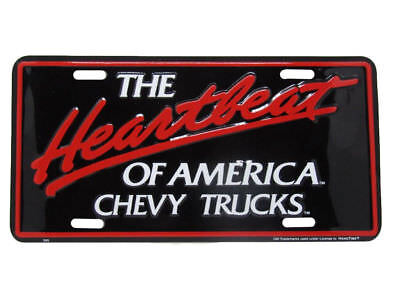 CHEVROLET HEARTBEAT OF AMERICA LICENSE PLATE ALUMINUM STAMPED EMBOSSED METAL
