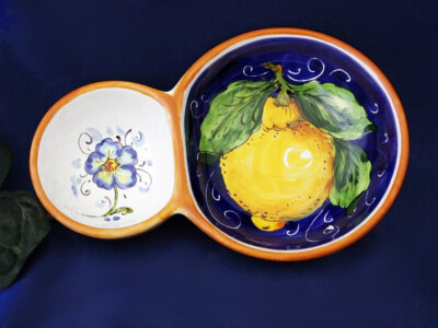 Tuscany Italy Italian Pottery Tuscan Lemons Olive Tray Dip Bowl