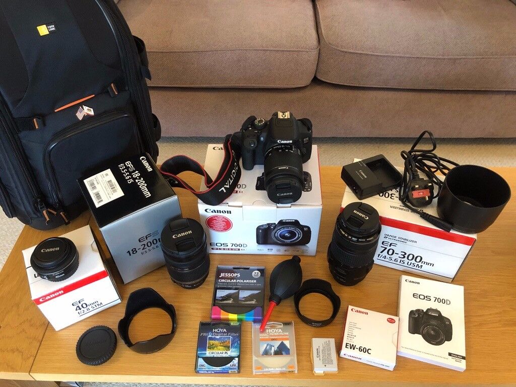 Canon Eos 700d Camera 4 Lens Bundle With Bag And Accessories
