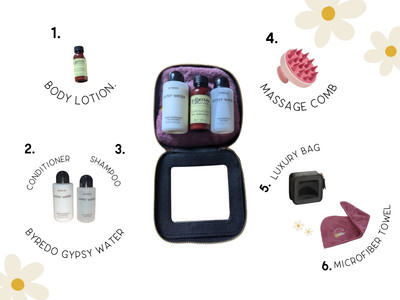Exclusive Gift Bath Kit: Byredo Gypsy Water, Hair Comb, Leather Travel Case.