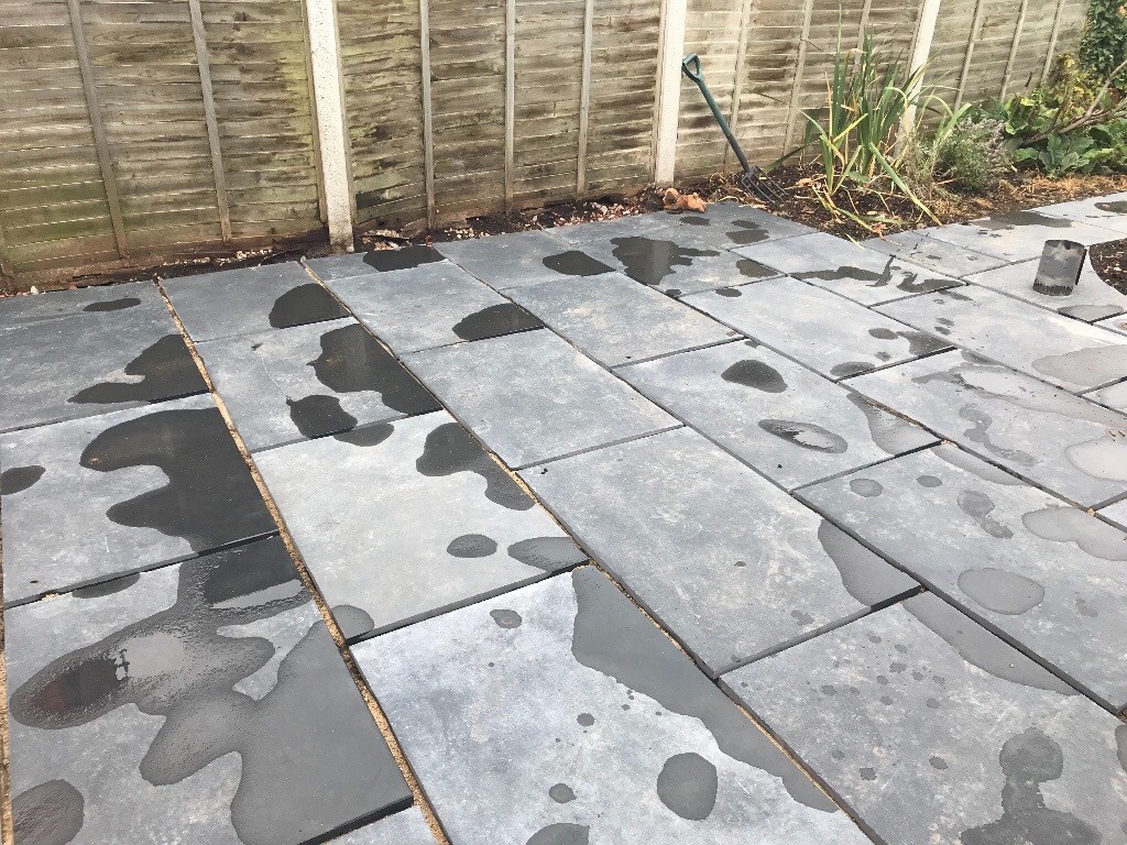 Kota black limestone patio slabs