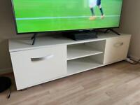 White TV Stand Great Condition w/ shelves and doors