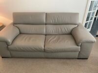 Leather grey sofa & two arm chairs