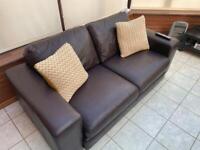 Brown Leather Sofas. 3 + 2 Seaters. Cost £2800