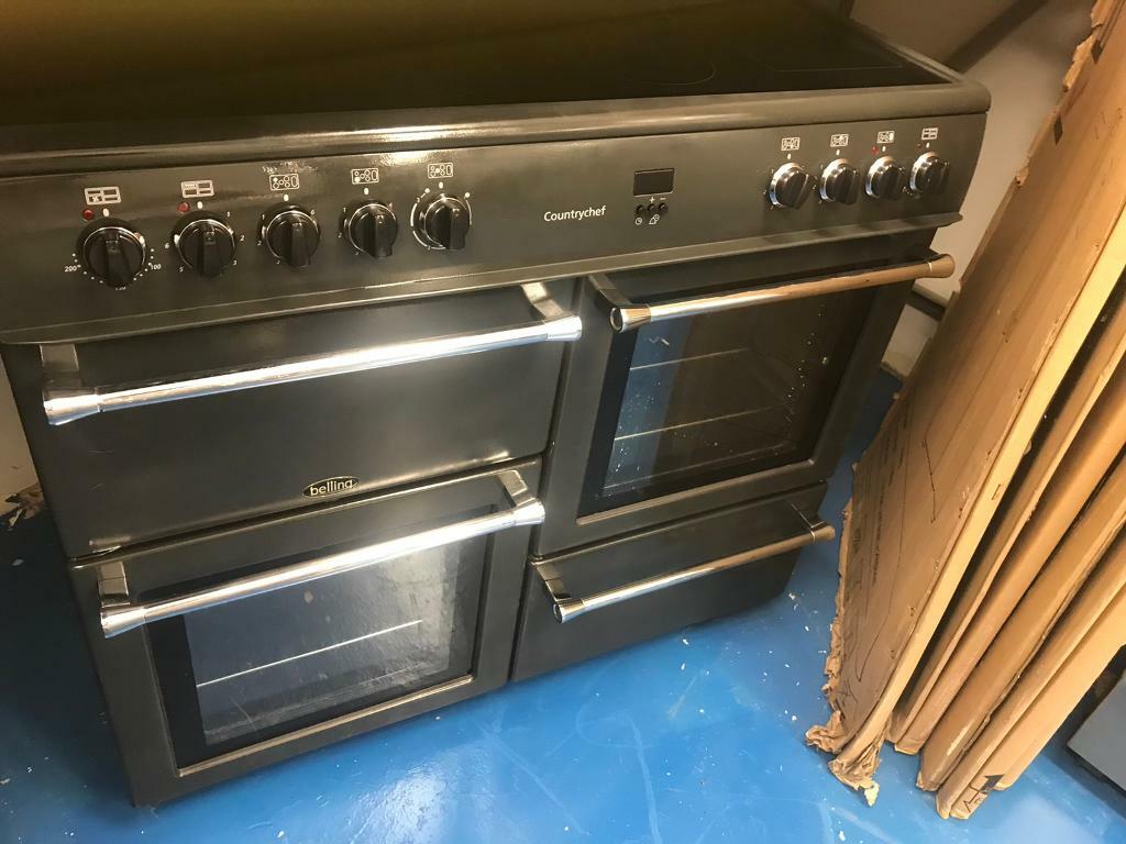 Black belling 100cm ceramic hobs grill & double fan assets ovens with