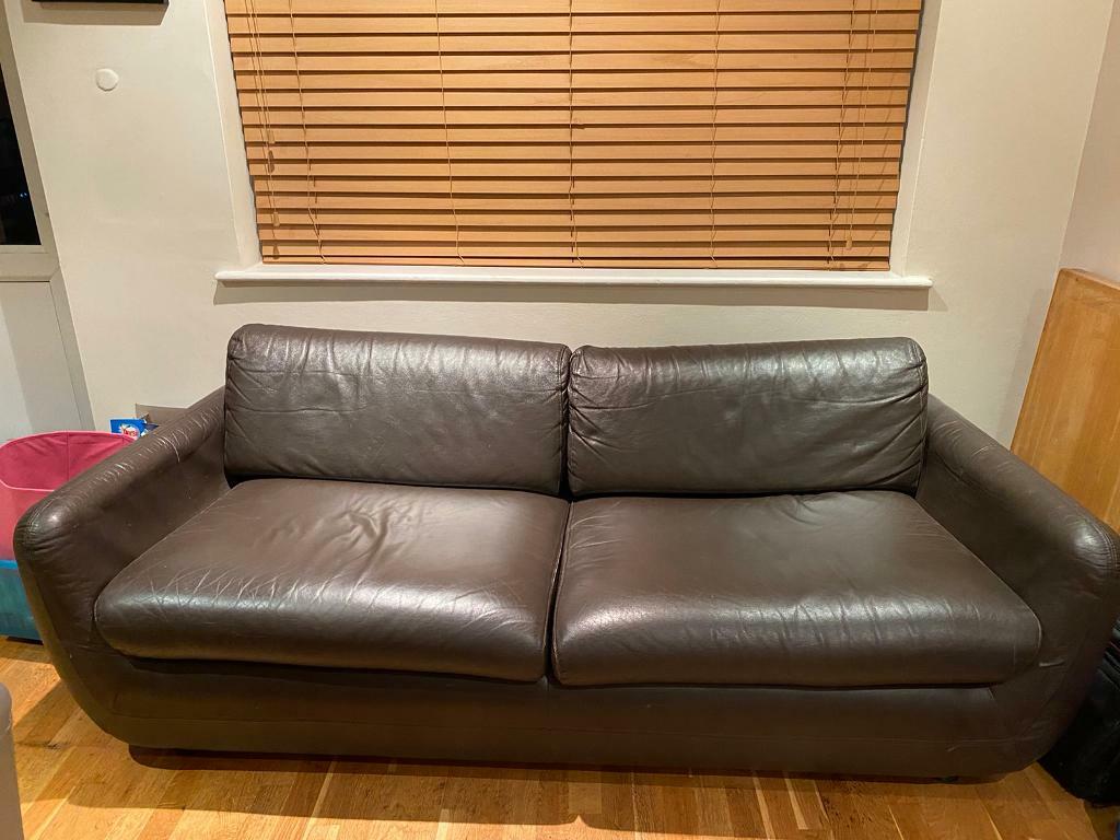 Habitat brown leather sofa bed in Brighton, East Sussex Gumtree