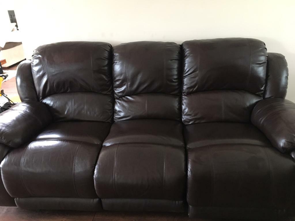 Harvey’s Lazy boy Brown Leather 3 seater reclining sofa in Newcastle