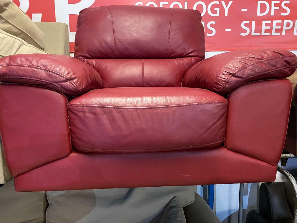 HARVEYS RED LEATHER ARMCHAIR IN EXCELLENT CONDITION in Eccles