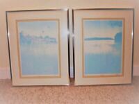2 PRINTS LAKESIDE AND MARSHES SIGNED BY M WOOD