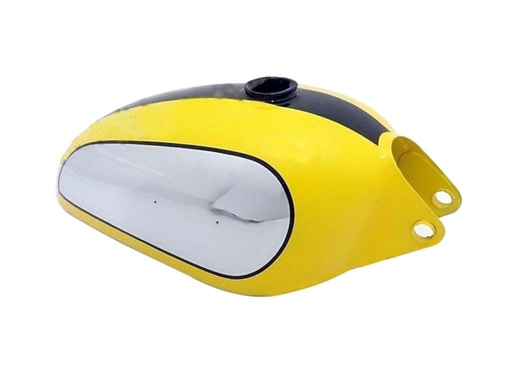 Petrol Fuel Tank Yellow & Black Chrome Plated Fits Ducati 350cc Scrambler