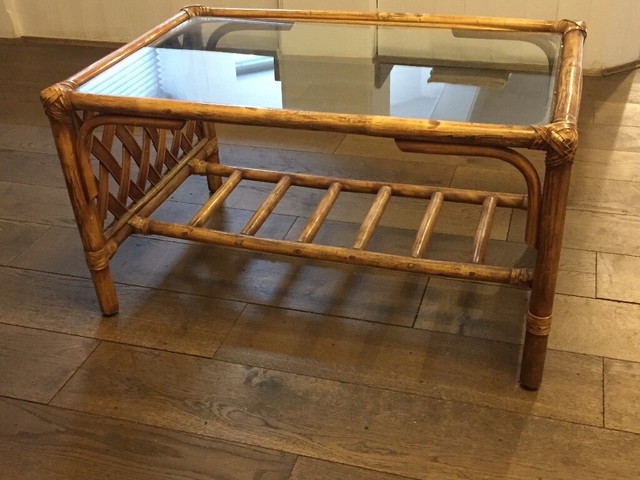 Rectangular Coffee Table Glass Top Cane Frame In Stockton Heath Cheshire Gumtree