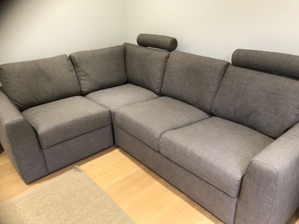 John Lewis corner sofa, grey fabric, excellent condition, hardly used
