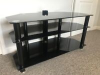 Large black glass tv stand