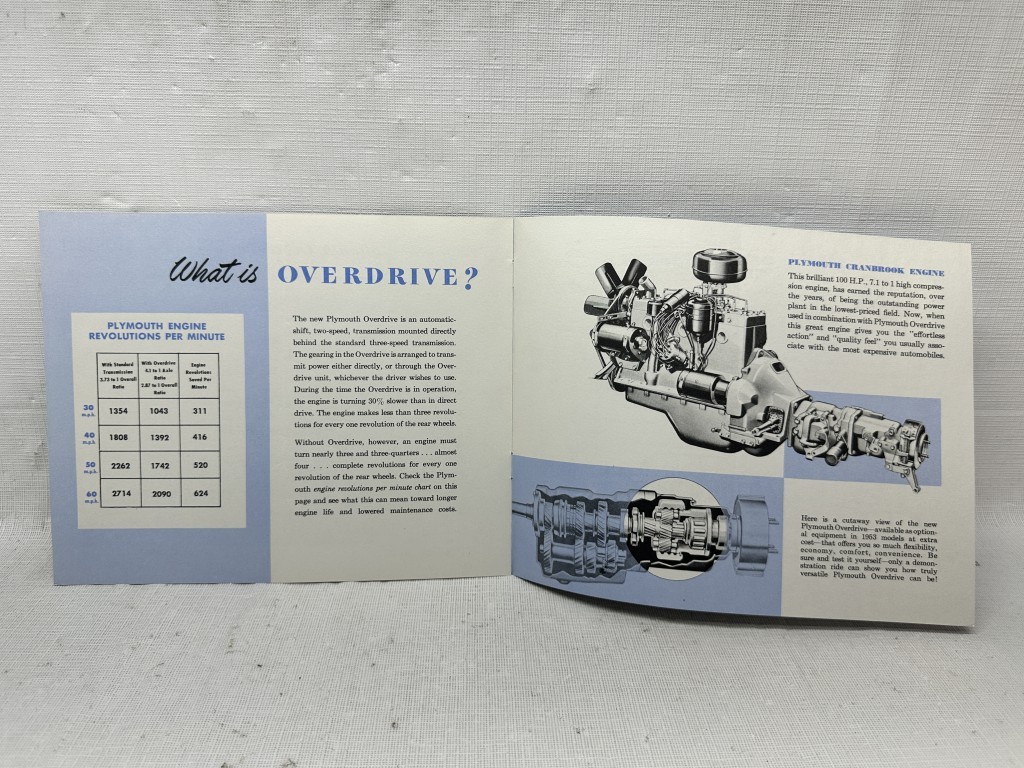 1953 Plymouth Automatic Overdrive ORIGINAL Sales Brochure