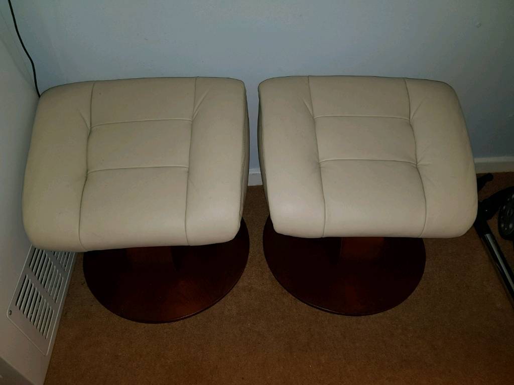 2 cream leather pouffe/footstools LOVELY CONDITION in Norwich