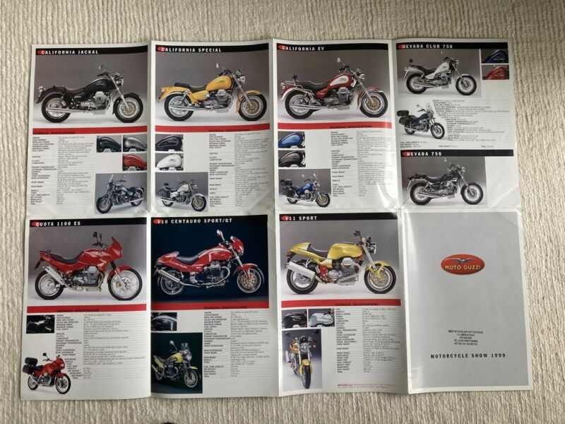 1999 Moto Guzzi Brochure V11 Poster Range Lineup California Nevada Quota V10 Tec