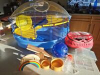 Hamster cage + hamster crate + toys and accesories