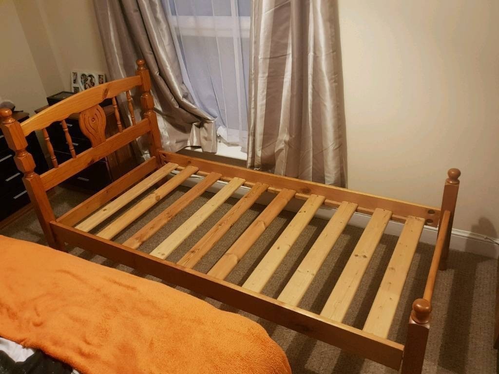 Single wooden bed for sale 90x190 without mattress. in Derby