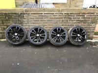 ASTRA VXR 19 INCH RONAL ALLOY WHEELS IN Black & TYRES, Vectra 5x110. SET OF 4.