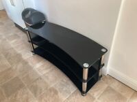 Black Glass/Chrome TV Stand & Coffee Table