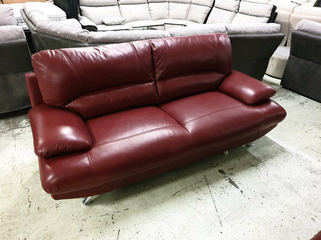 Harveys Red leather 3 & 2 seater sofa in Burnley, Lancashire Gumtree