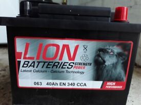 image for Car Battery, Unused -  Lion 063 40Ah EN 340 CCA for 2009 125cc Ford Fiesta - £30.00 