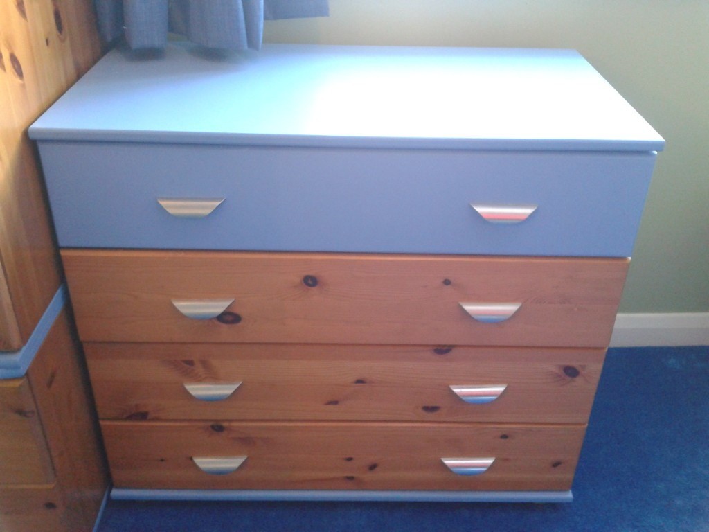 Stompa Rondo Chest Of Drawers Antique Pine Blue In Bolton