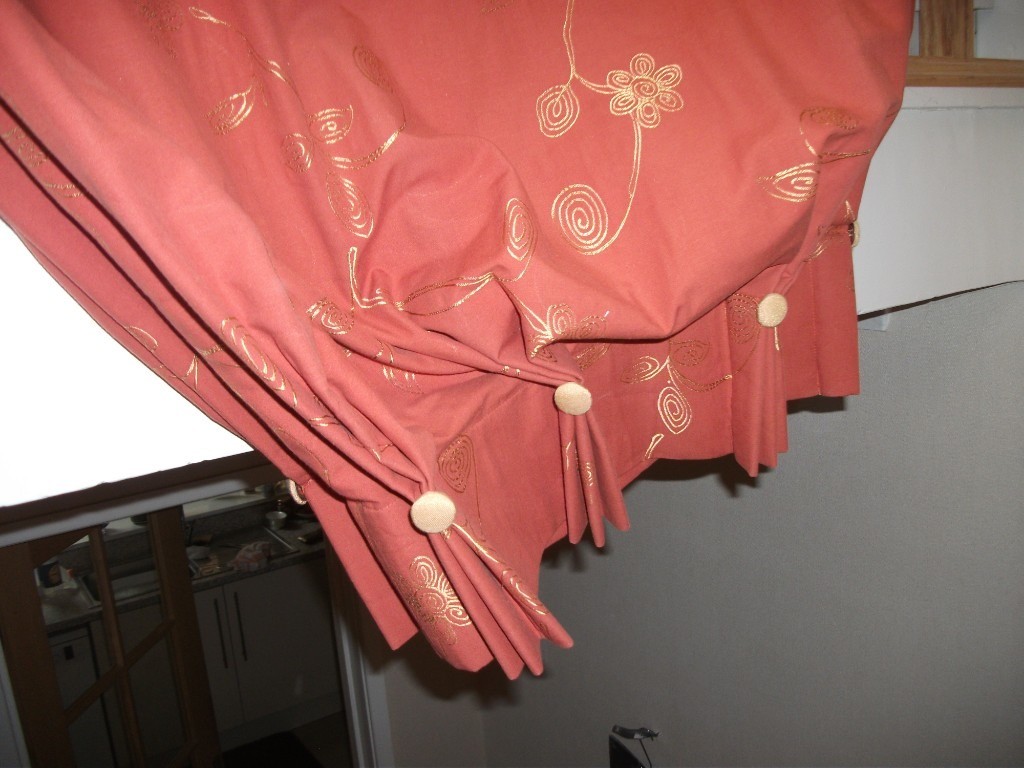 ONE PAIR OF SELF LINED CURTAINS,, 100 INCH DROP AND 104 ...