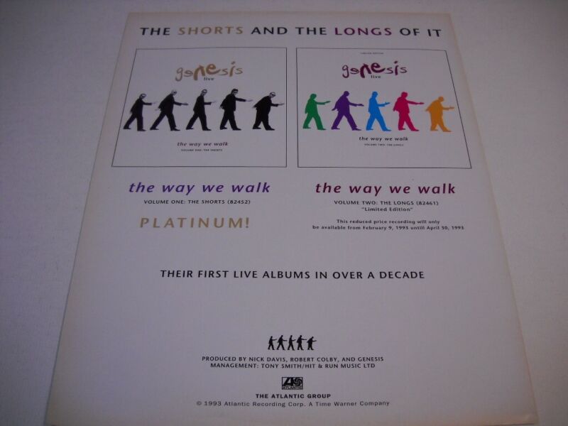 GENESIS The SHORTS And The LONGS Of It original 1993 Promo Poster Ad WAY WE WALK