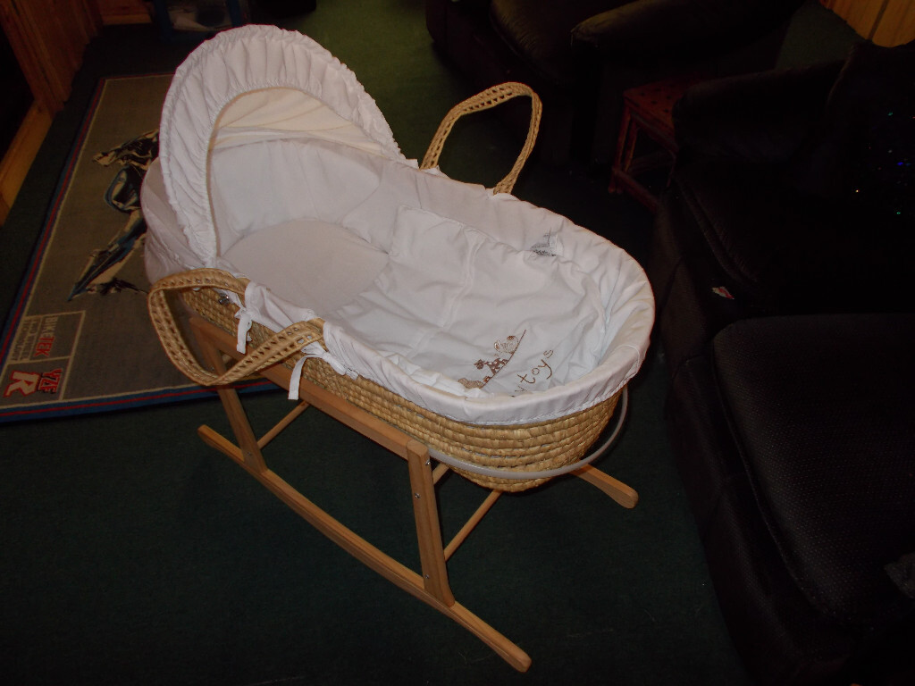 Clair De Lune'My Toys' Wicker Moses Basket Inc Mattress ,Quilt, Sheet