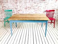 Extending Mid-Century Modern Living Hardwood Dining Table - Painted Any Farrow & Ball