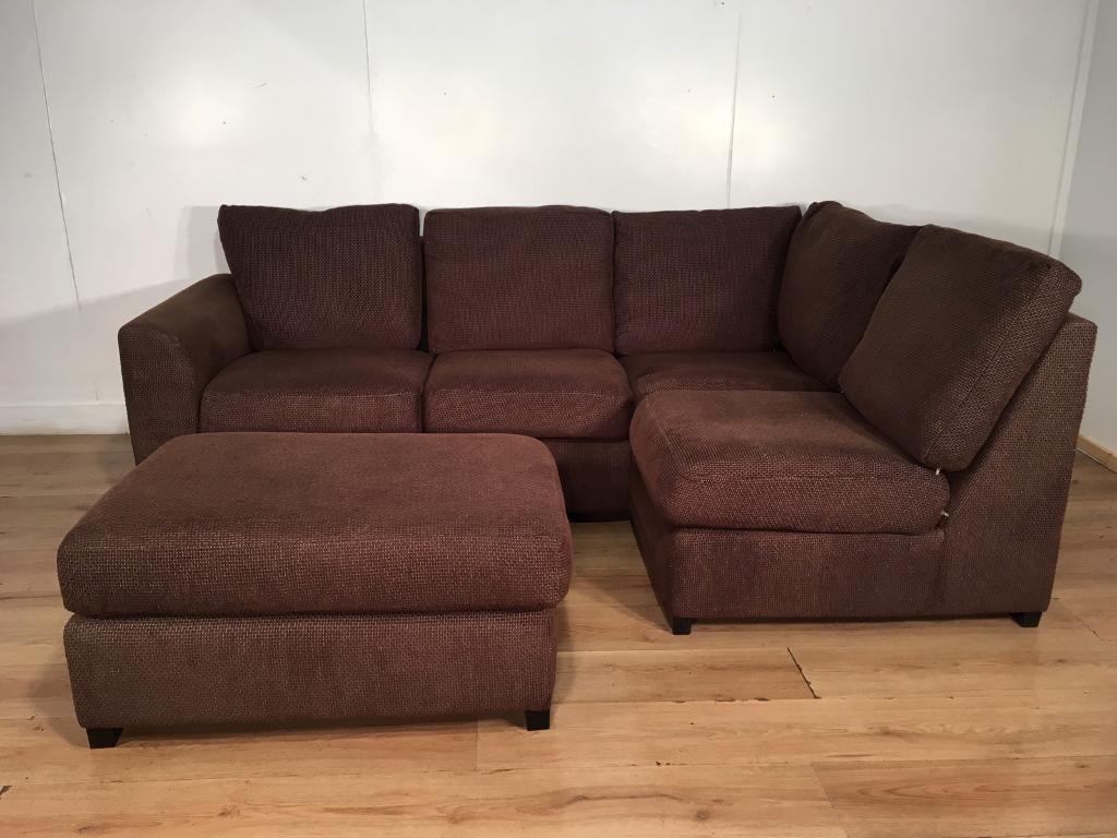 Brown corner sofa  and puff  with free delivery within 10 