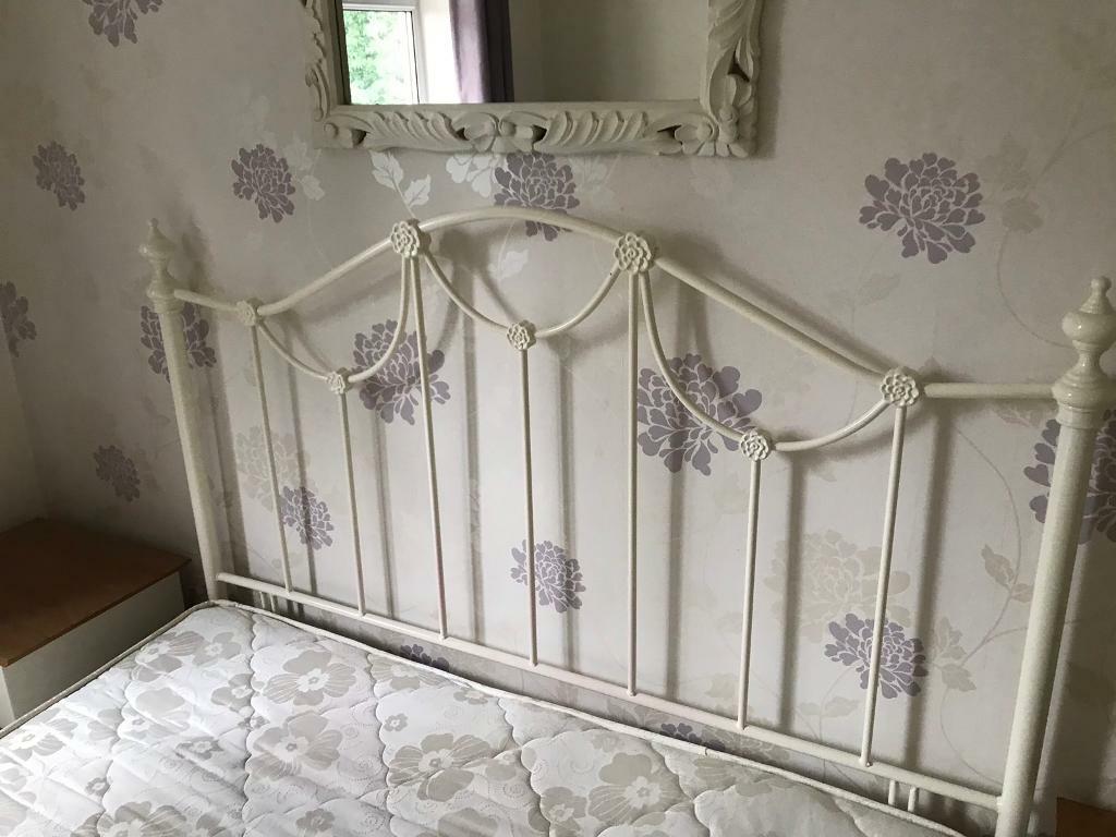 “Shabby chic” cream metal headboard in Plymouth, Devon Gumtree