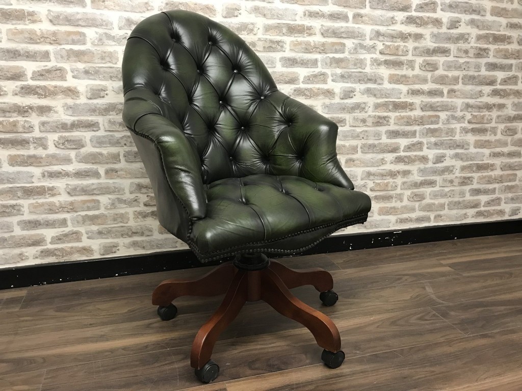 Green Leather Desk Office Chesterfield Captains Chair in Newcastle