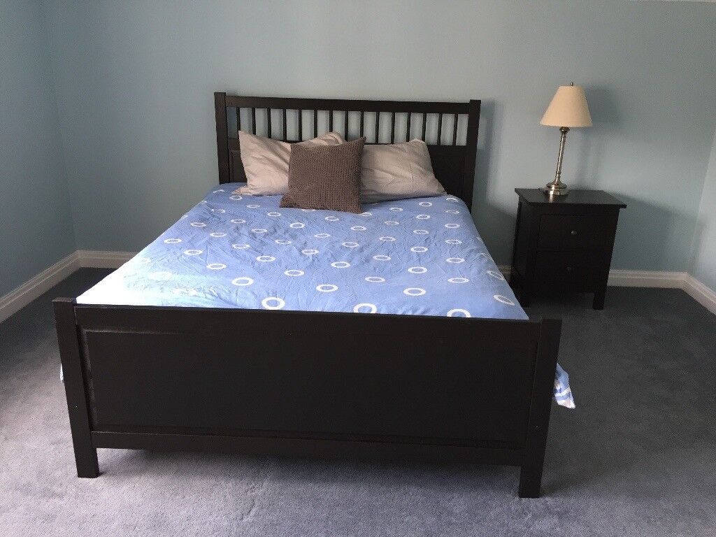 Ikea HEMNES black brown king size bed in Ashbourne 