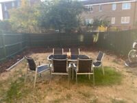 Outdoor garden table & six matching chairs 