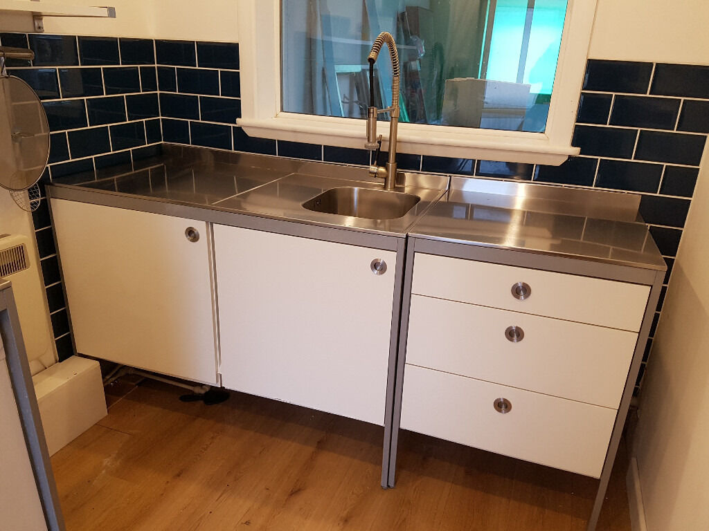 Ikea UDDEN Stainless Steel Freestanding Kitchen Unit With Drawers